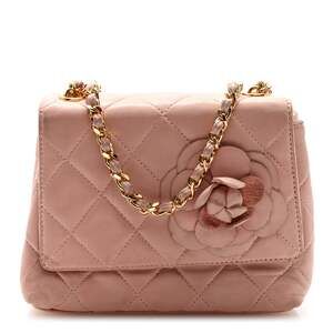 Chanel Lambskin Camellia Mini Flap Pink #210588C16B